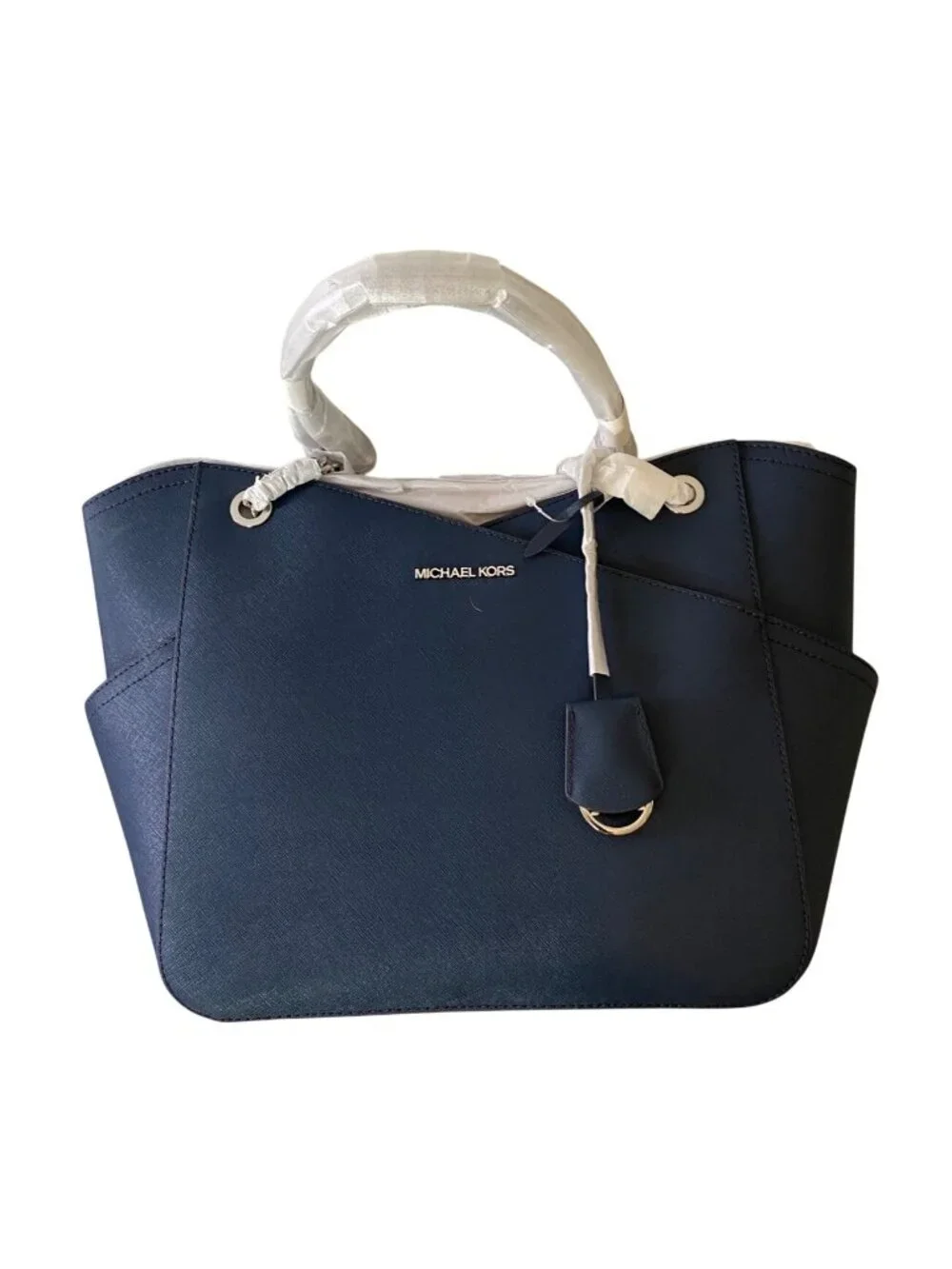 NEW Michael Kors Navy Blue Saffiano Leather Tote Bag Gold Hardware